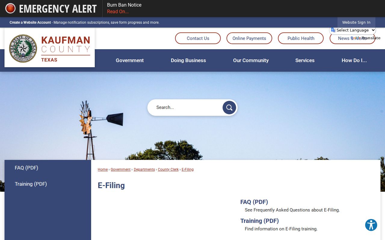 Kaufman County case lookup and eFileTexas filing route