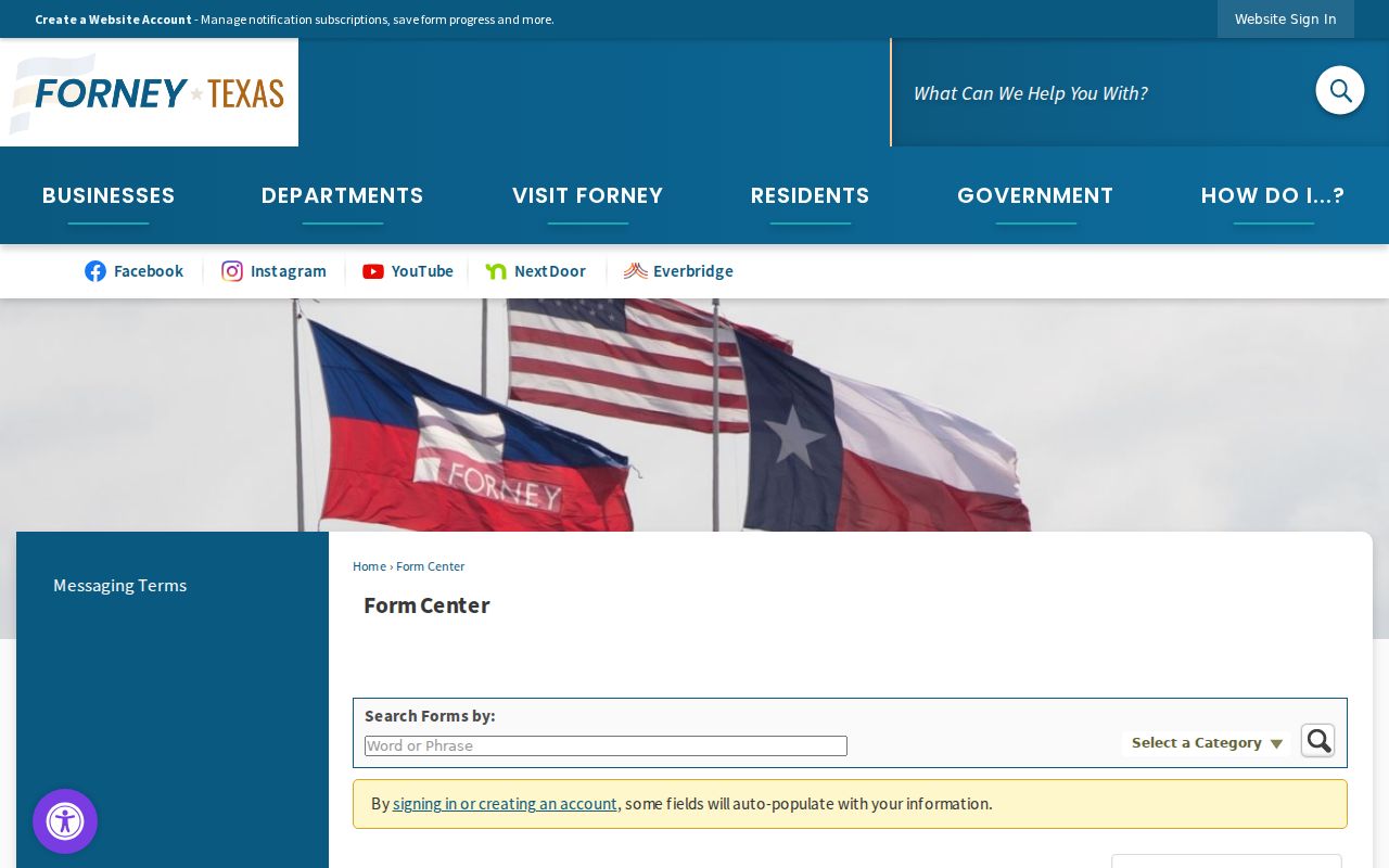 Forney court docket municipal contact request fields