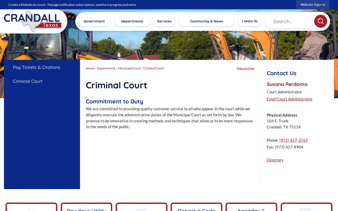 Crandall court docket Municipal Court official page