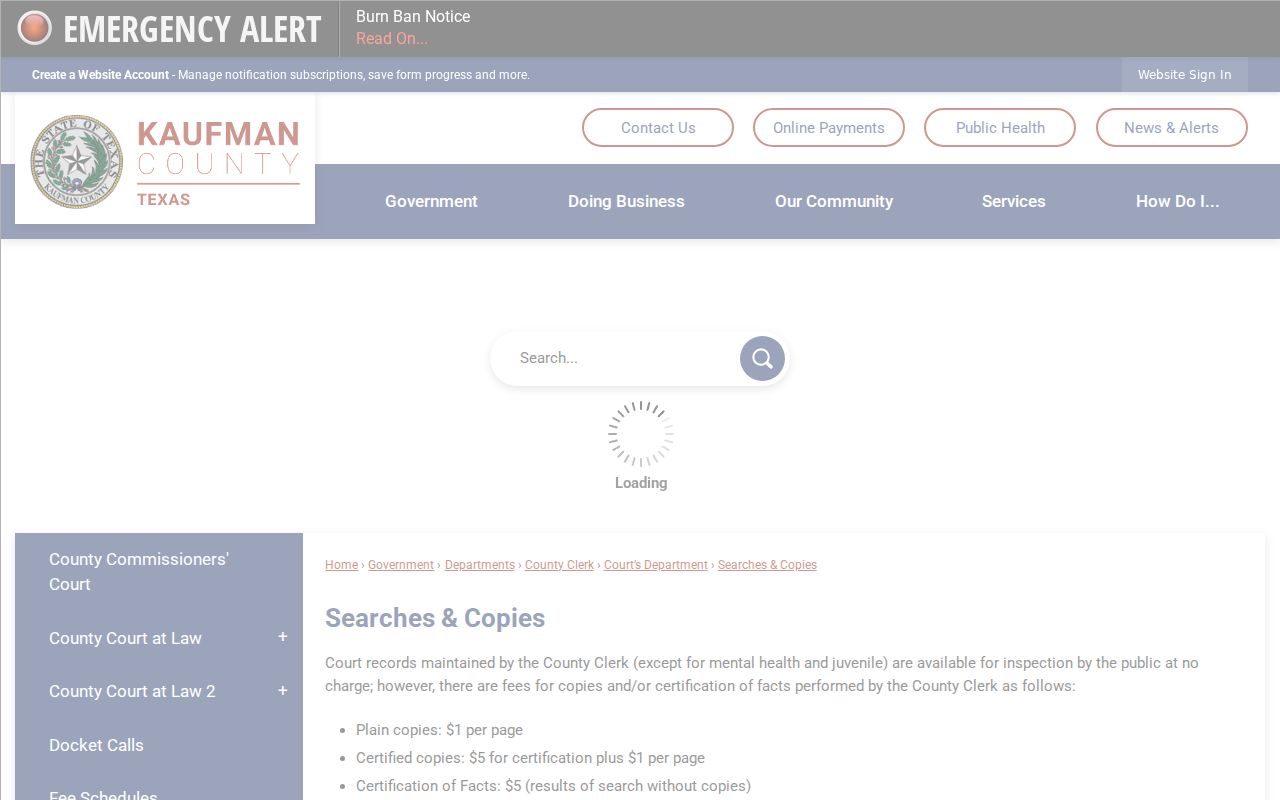 Kaufman County court records searches and copies instructions