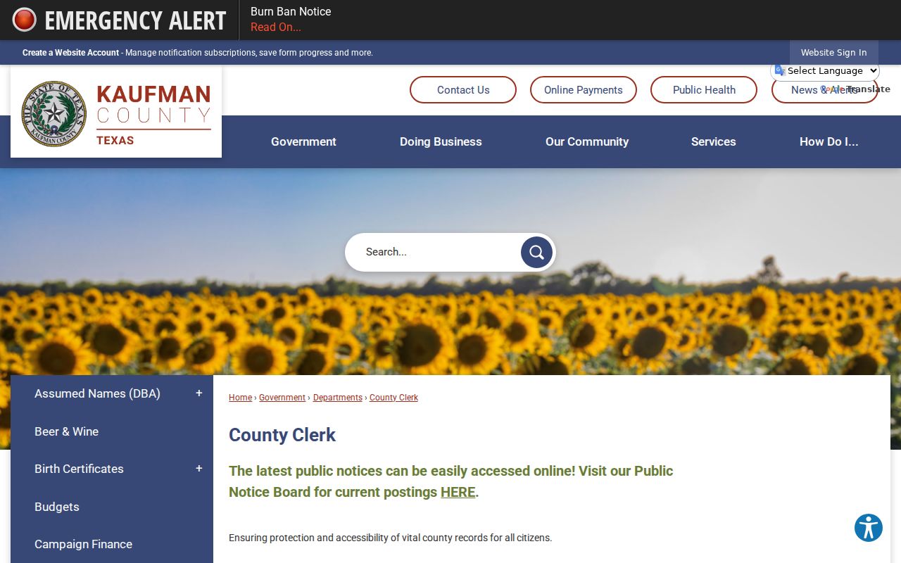 Kaufman County Clerk court records office
